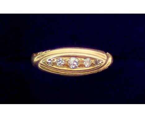 An 18 carat five stone diamond ring, size K, 3.6g