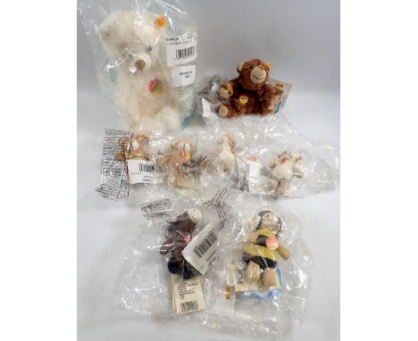 A group of eight Steiff teddy bears and keyrings including Cosy Friends Schlenker Teddy 28, 16 Brown Liege and six Keyring Be