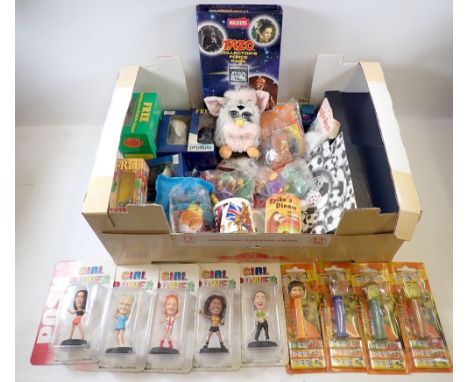 A box of promotional toys and vintage toys 