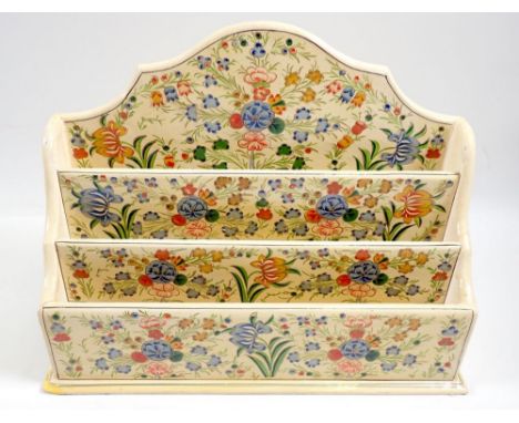 An Indian vintage painted laquer floral correspondence rack, 26cm wide