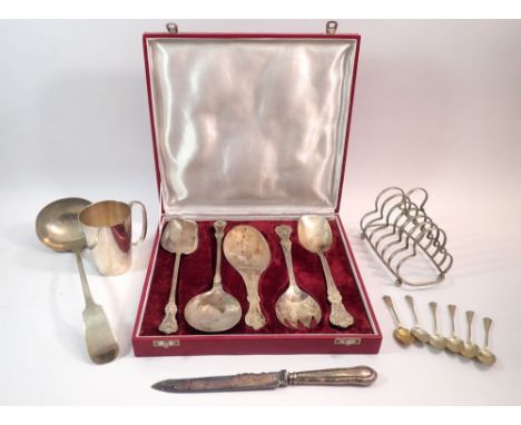 Various silver plated items includes ladle, tankard etc.