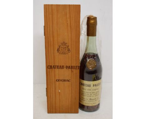 A bottle of Chateau Paulet Cognac, in wooden presentation box  Originally Shipped By Harrods Of LondonThe Cognac In This Bott