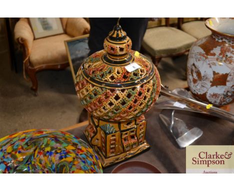 A Moroccan pottery lamp