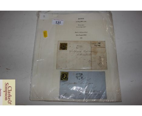German State two letters from Baden and Saxony, 1852 and 1856