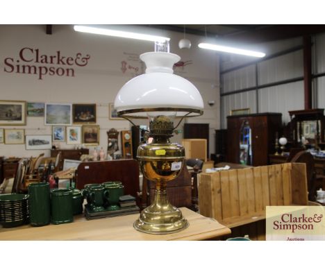 A brass table oil lamp 