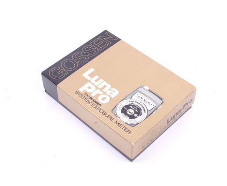 A Gossen Luna-Pro System Exposure Light Meter. With branded case, instruction manual and makers box.