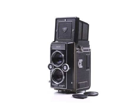 A Rollei Magic 6x6 medium format TLR camera. With a Schneider-Kreuznach 75mm f3.5 Xenar taking lens, lens caps and ERC. Shutt