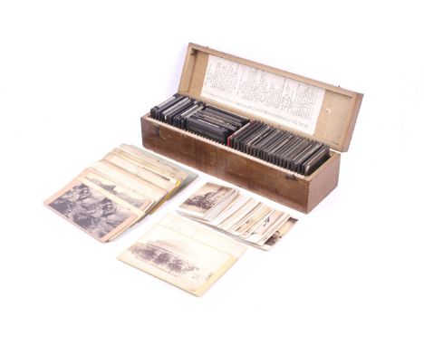 A collection of photographs. Mixed formats to include photographic magic lantern slides, stereoview photographs, and Carte De
