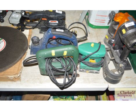 An electric pane; a Bosch jig saw and an orbital sander