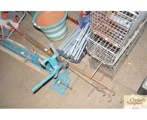 A small quantity of long handled gardening tools 