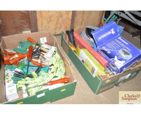 Two boxes of various hand tools etc.
