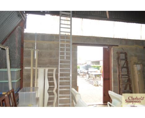 An aluminium extending ladder