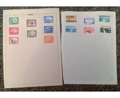 Commonwealth stamp collection 2 loose pages countries include Aden, Rhodesia and Nyasaland.. Good condition. We combine posta
