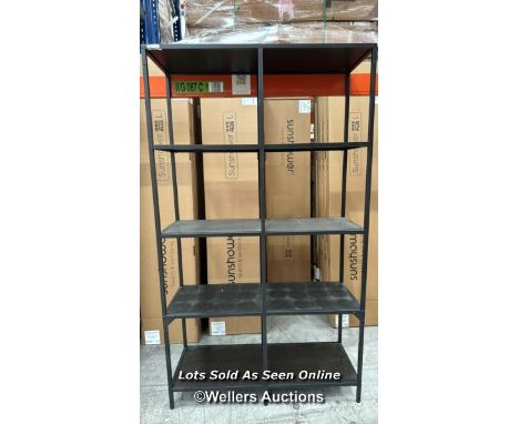 5 SHELF BLACK METAL SHELVING / 175CM H X 100 W X 36CM D 