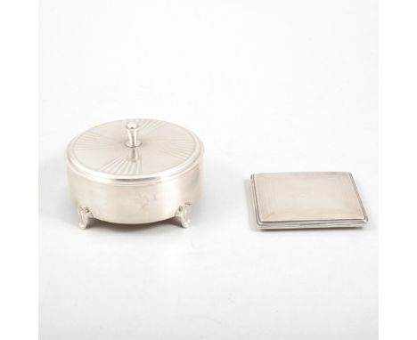 An Art Deco silver compact by Charles S Green &amp; Co Ltd, engine turned, Birmingham 1934, and a Scandanavian silver powder 