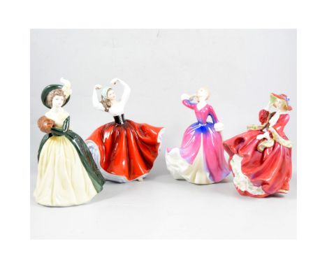 A collection of mainly Royal Doulton ladies, comprising 'Top o' the Hill' HN 1834, 'Melissa' HN 2467, 'Adrienne' H 2304, 'Kar