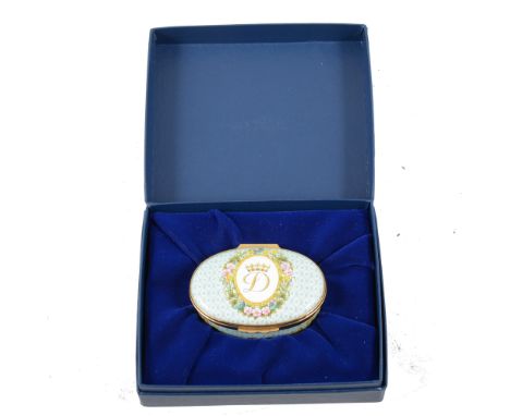 Halcyon Days Princess of Wales enamel box, commissioned limited edition, numbered on base 58, with paperwork.