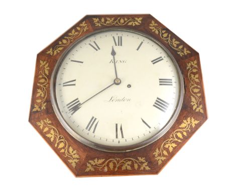 A 19th Century wall clock by King of London with single fusee movement, 30 cm white enamel dial with a roman numeral chapter 