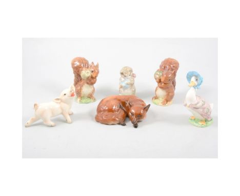 Collection of twelve Beswick Beatrix Potter models, Goody Tiptoes, Mr Benjamin Bunny, Jemima Puddleduck, Tommy Brock, Lady Mo