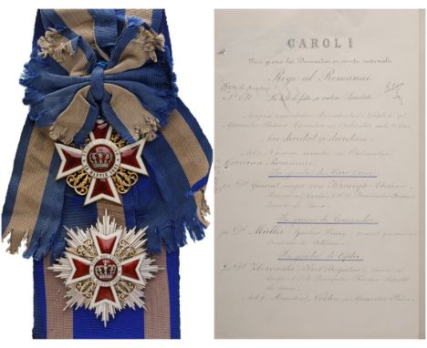 Grand Cross Set, 1st Type, Civil. Sash Badge, 70 mm, Silver gilt, enameled, original suspension ring and sash. Breast Star, 8