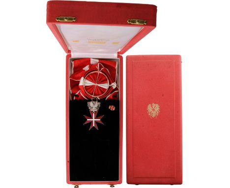 1st Class Badge. Sash Badge, 67x50 mm, Bronze silvered, original heraldic suspension, ring and long sash with rosette, In ori