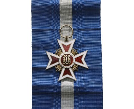 Grand Cross Badge, 2nd Model, Civil, Intermediary Model. Sash Badge, 65 mm, Silver gilt, both sides red enameled,original sus