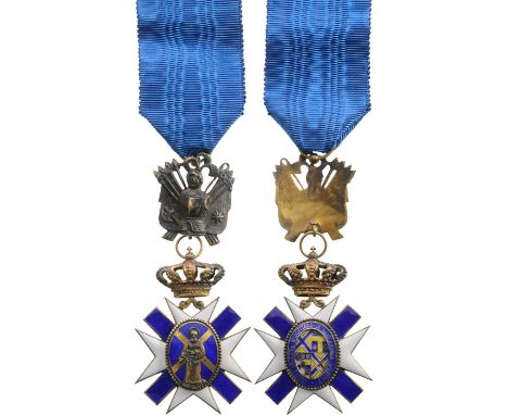 Knight's Cross. Breast Badge, gilt Silver, 93x42 mm, superimposed part gilt Silver, enameled, original suspension crown, ring