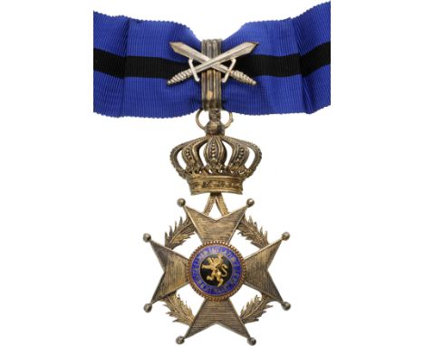 Commander`s Cross Military, 3rd Class, instituted in 1900. Neck Badge, 83x51 mm, Silver gilt, hallmarked, central medallion g