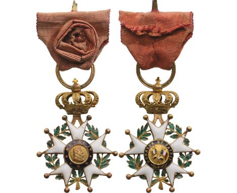 Officer`s Cross, Louis Philippe King Period (1830-1848), 4th Class, instituted in 1802. Breast Badge Reduced Size, 44x31 mm, 