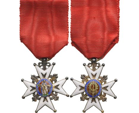 Knight's Cross, Restauration (1814-1830) Type, 3rd Class, instituted in 1693. Breast Badge Reduced Size, 35x30 mm, Silver, en