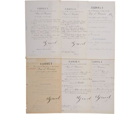 Knight`s Crosses, 1st Model, Civil. Awarding documents to Romanian and foreign Officials and Citizens, dated 1884, 1891, 1900