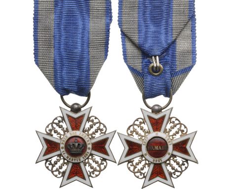 Knight 's Cross, 1st Model, Civil. Breast Badge, 42 mm, Silver, both sides enameled, original ring and ribbon. Superb manufac