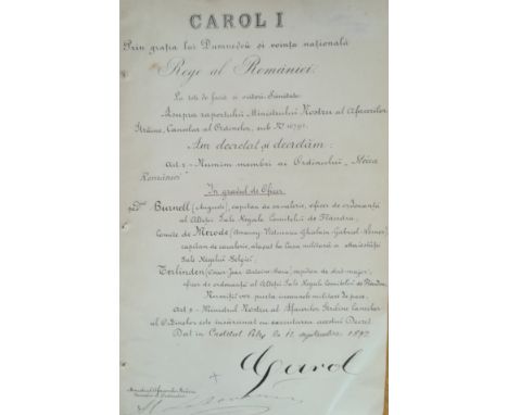Officer`s Cross, 1st Model for Military in Time of Peace. Awarding document to three Belgian recipients from the Royal Belgia
