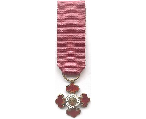 Officer`s Cross Miniature, instituted in 1902. Breast Badge, gilt Silver, 15 mm, enameled, central medallion gilt Silver, ena