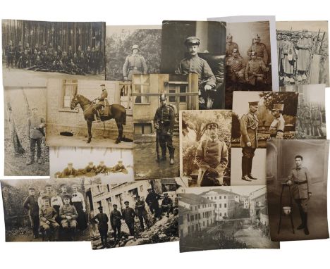Lot of 27 First World War Postcards and Photos, German Army, Portrait and Group Photos, Officers and Troops Photos, Studio Ph