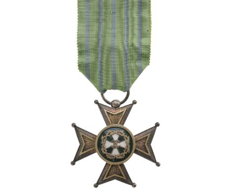 2nd Class, Civil. Breast Badge, 47 mm, Silver, maker`s mark "H.Weiss-HW", center enameled, original suspension ring and ribbo