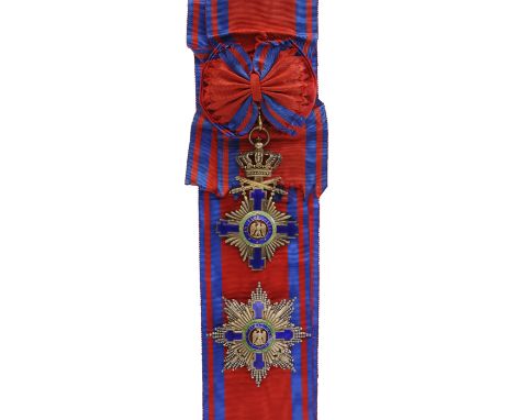 Grand Cross Set, 1st Model (1877), for Military in Time of Peace. Sash Badge, 122x77 mm, Silver gilt, maker's mark "Resch", b