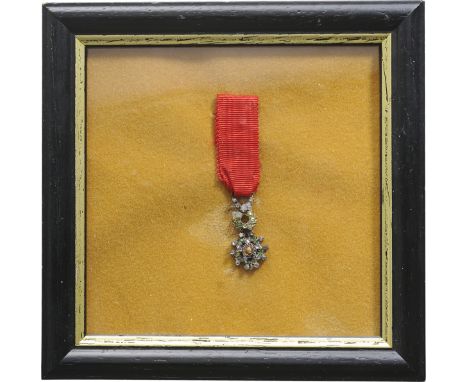 Knight`s Cross Miniature De Luxe with Brilliants, 4th Republic (1951-1958) 5th Class. Breast Badge, 21x13 mm, Silver with bri