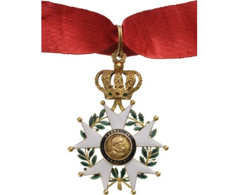 Commander`s Cross, Louis Philippe King Period (1830-1848), 3rd Class, instituted in 1802. Neck Badge, 87x57 mm, GOLD, 42 g, F