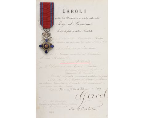 Knight 's Cross, 1st Model, for Military in Time of Peace. Breast Badge, 65x40 mm, both sides red enameled, obverse medallion