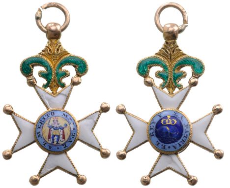 Miniature, instituted in 1811. Breast Badge, 26x17 mm, GOLD, both sides enameled (some damage), original suspension ring. Sup