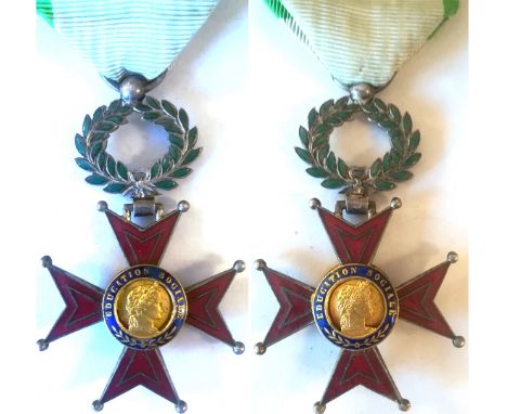 Knight's Cross. Breast Badge, 64x40 mm, silvered, both sides enameled, original suspension wreath and ribbon. Very fine and s
