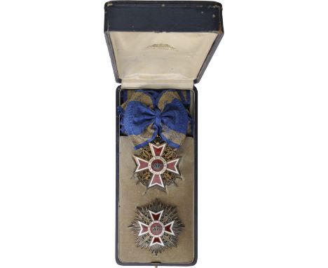 Grand Cross Set, 1st Type, MIlitary. Sash Badge, 80 mm, gilt Silver, enameled, original suspension ring and long sash. Breast