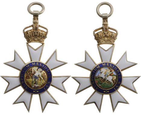 Grand Cross Badge, instituted in 1818. Sash Badge, 98x67 mm, gilt Silver, enameled, central medallions GOLD, partially painte