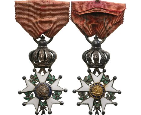 Knight's Cross, 2nd Empire (1852-1870), instituted in 1802. Breast Badge Reduced Size, 36x22 mm, Silver, enameled, gold rever