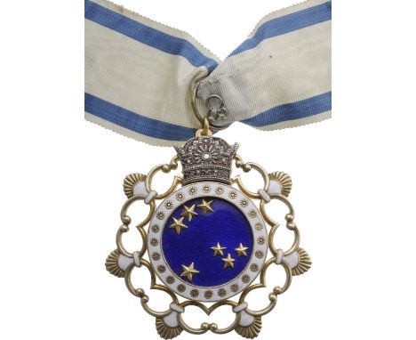 Grand Cross Badge, instituted in 1951. Sash Badge, 55 mm, gilt Silver, one-side enameled (minor scratches), original suspensi