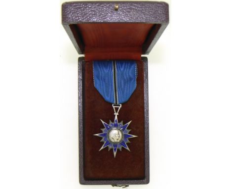 Knight`s Cross, Breast Badge, 38 mm, Silver, both sides enameled , original suspension device and ribbon, in original case of