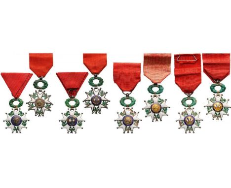 Knight`s Crosses, 3rd Republic (1870-1947), 3rd Class. Breast Badges, 58x40 mm, Silver, French hallmarked, "boar's head", cen