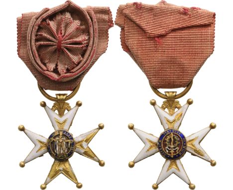 Knight's Cross, Louis Philippe I (1830-1848) Type, 3rd Class, instituted in 1693. Breast Badge Reduced Size, 30x26 mm, GOLD, 