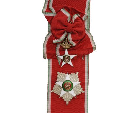 Grand Cross Set, 1st Class, instituted in 1914. Sash Badge, 75x53 mm, gilt Silver, both sides enameled, original suspension c